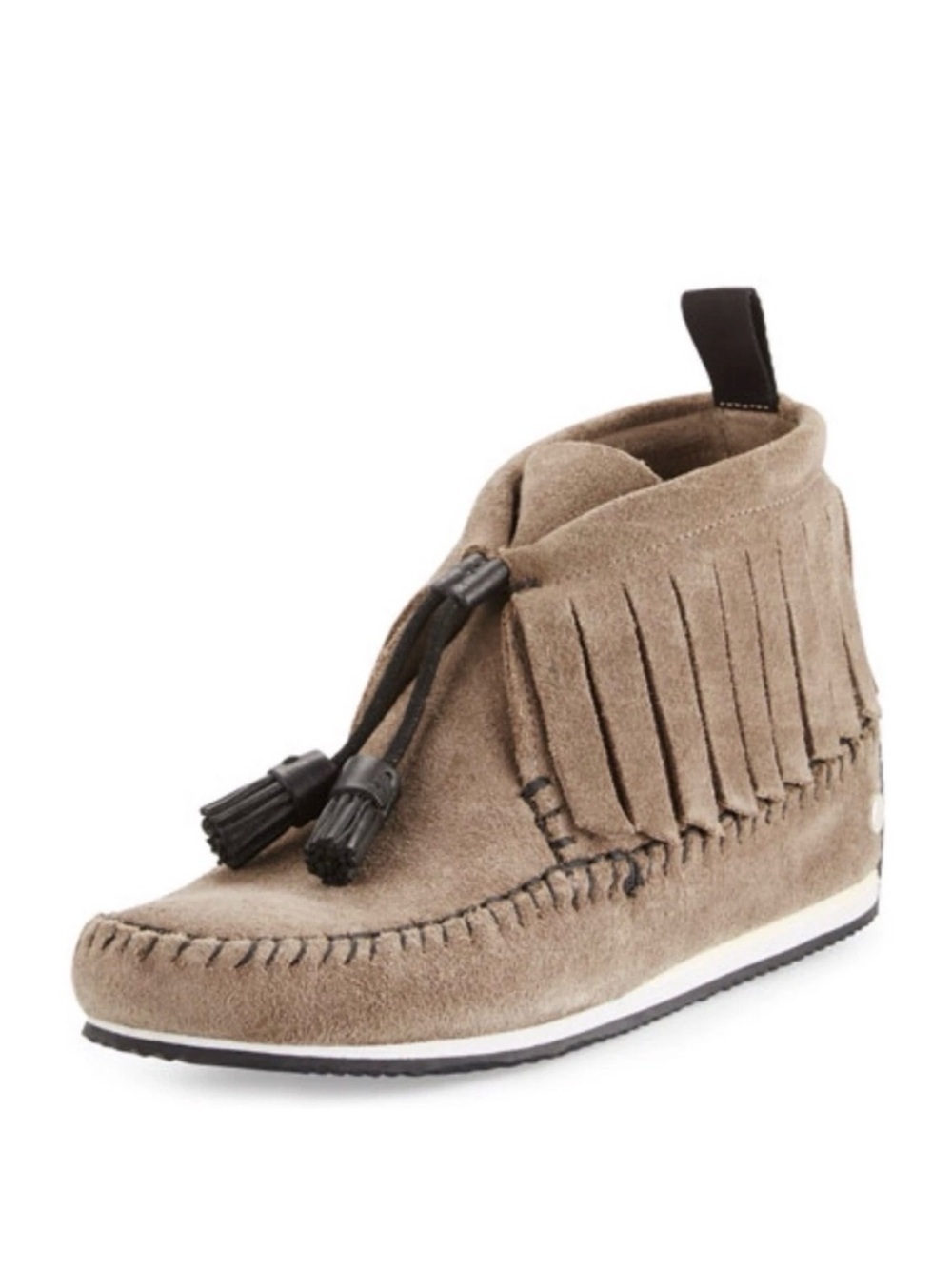 Rag & bone ghita Suede Fringe Detail moccosins in Taupe Brown